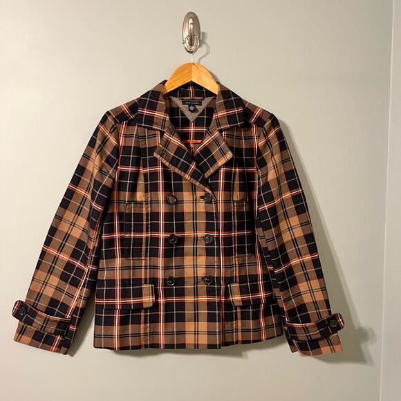 Tommy Hilfiger Plaid Jacket Size M Blazer Peacoat Double Breasted Lightweight - Picture 13 of 14
